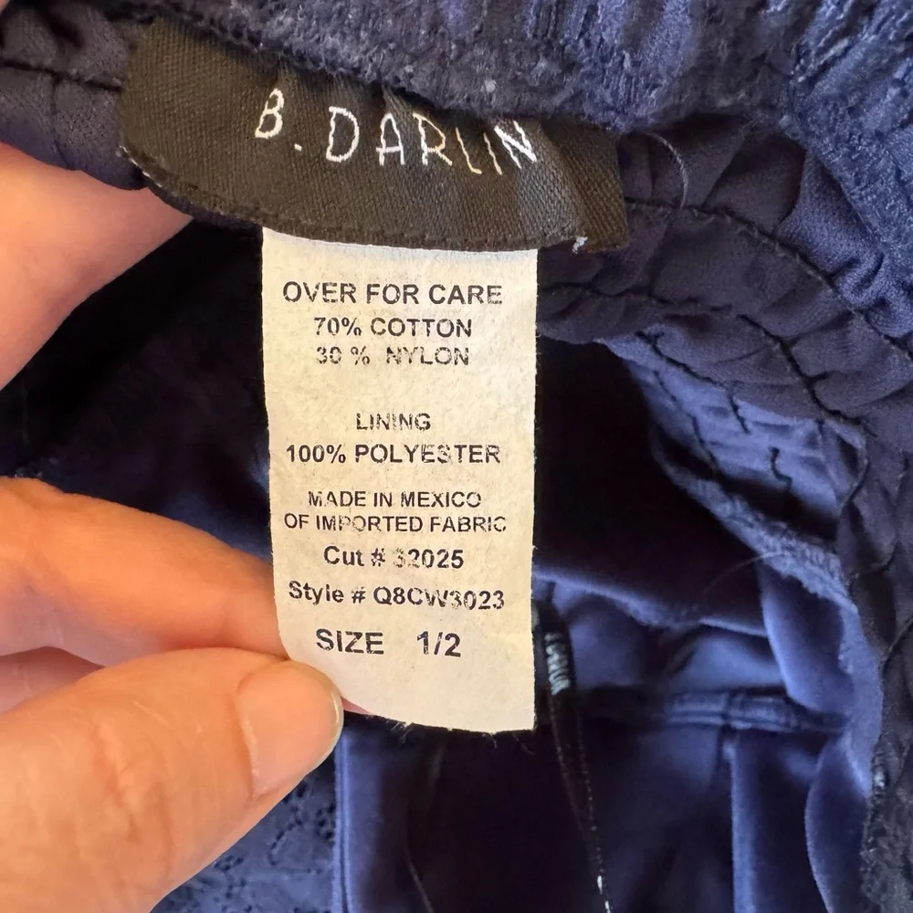 Y2K B Darlin Navy Lace Strapless Dress Size 1/2‎ Fit & Flare Sweetheart Corset
